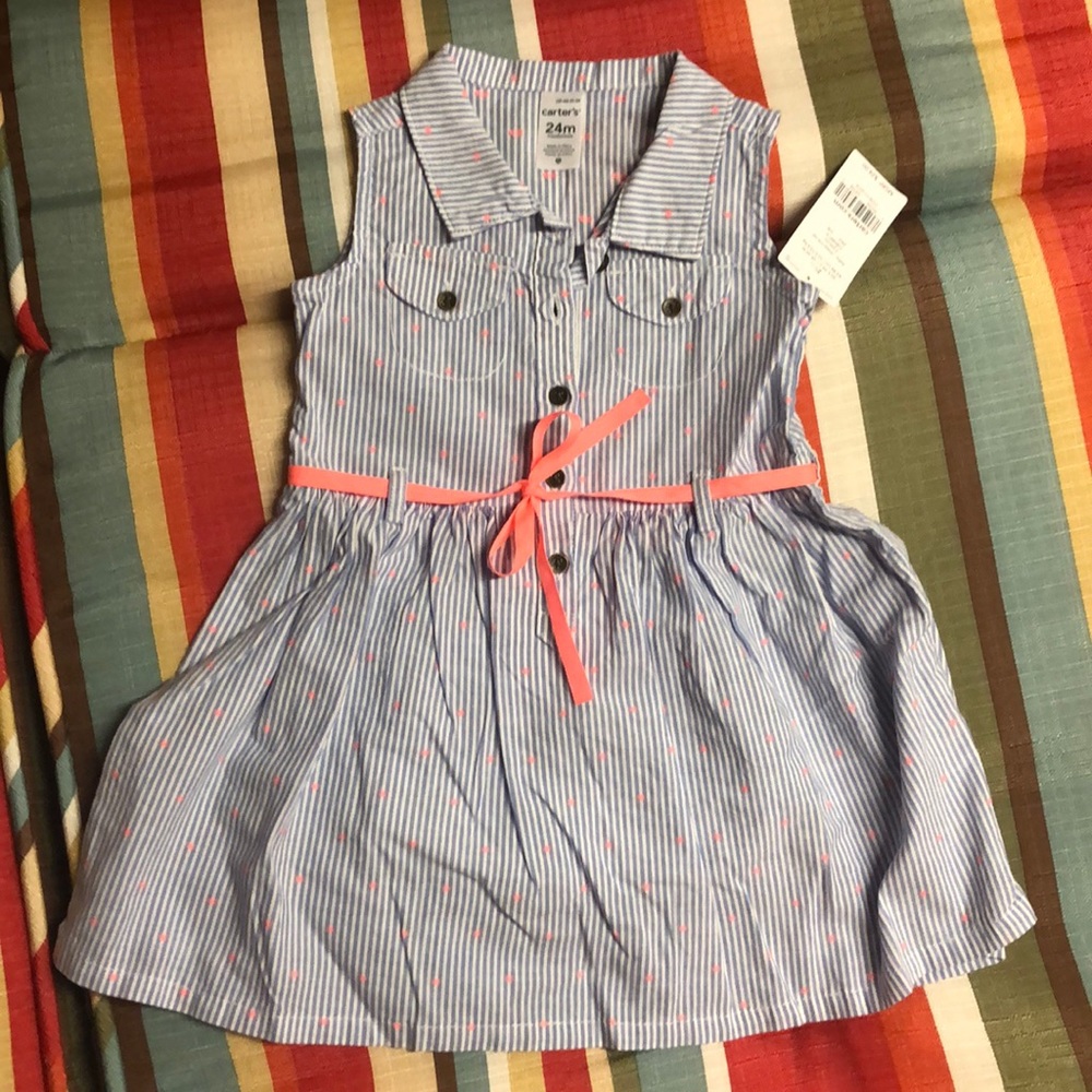 Nwt carters blue and white stripe shirt dress